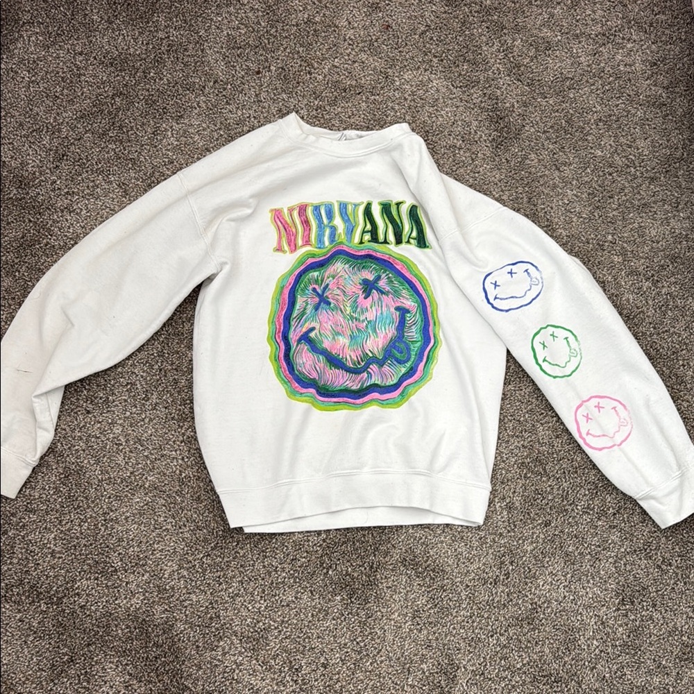 NIRVANA White Sweatshirt with Vibrant Graphic